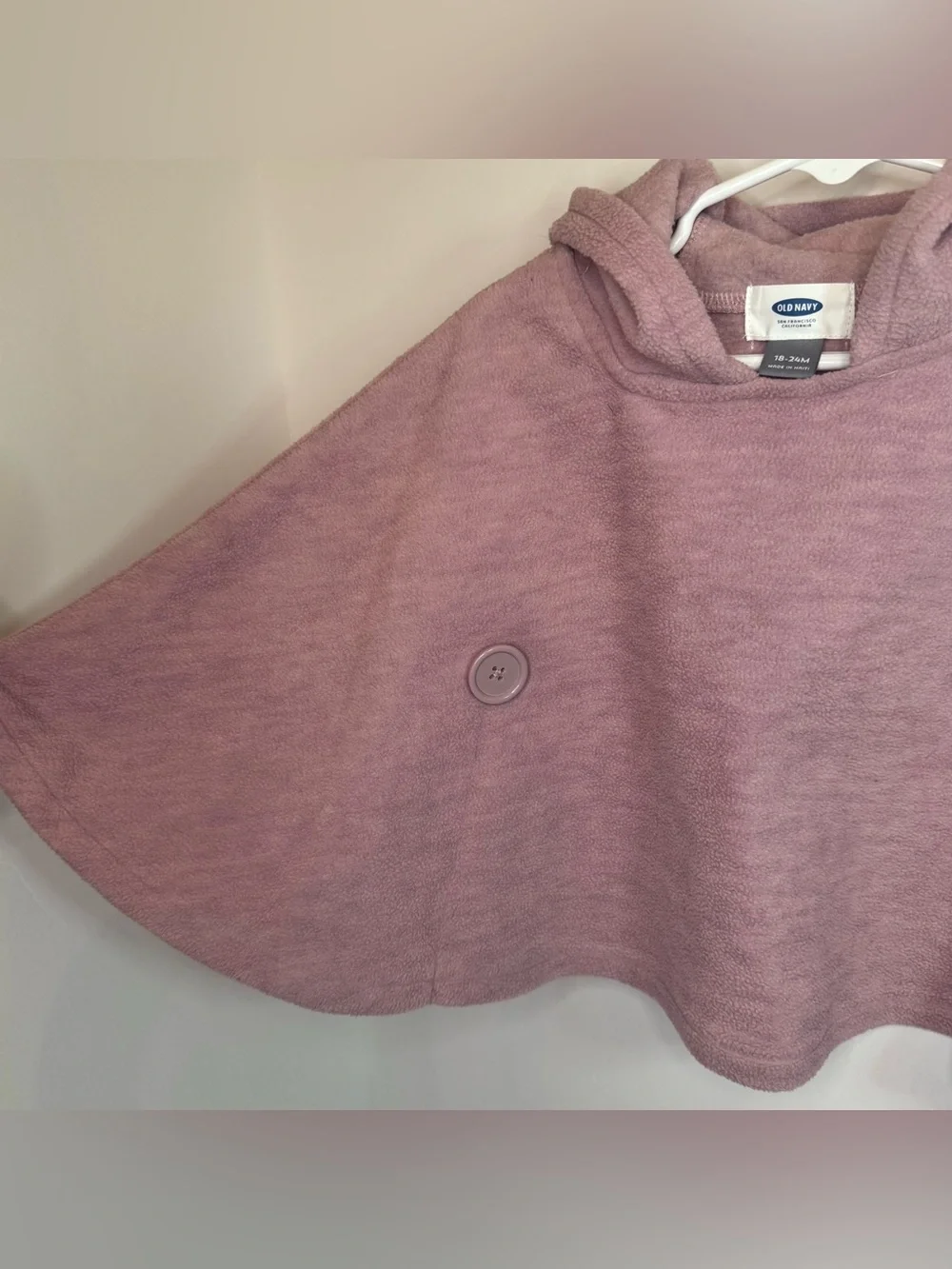 Toddler Girls' Plum Pink Micro Fleece Old Navy Hooded Poncho Cape Jacket 18-24mo